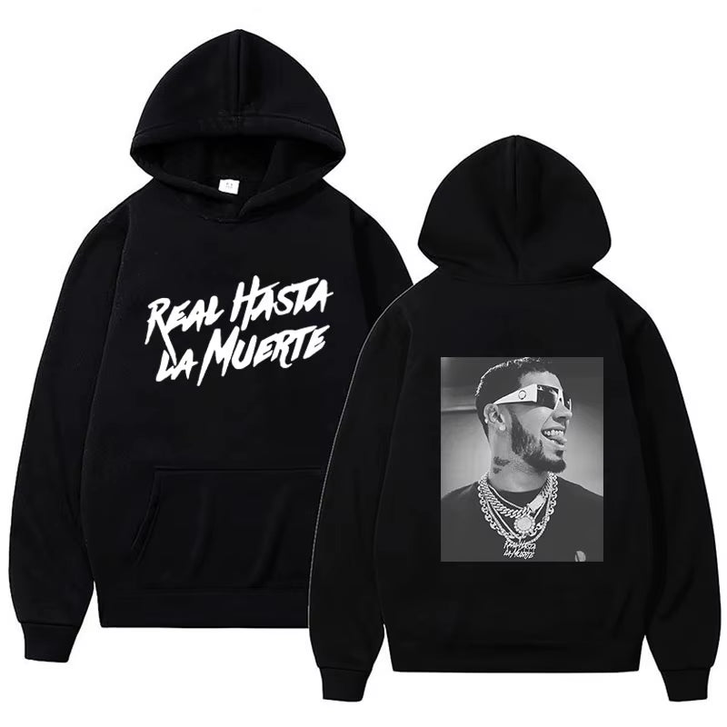 Anuel AA Printed Hoodies Sweatshirt Coat Real Hasta La Muerte Casual Tracksuit Costume Men Women Clothing Anime Pullover Hoodie