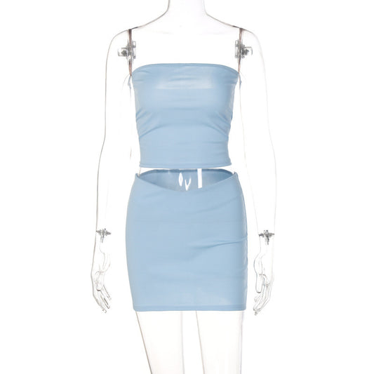 Conjunto de Dos Piezas Mujer – Falda Corta Ajustada + Top Crop