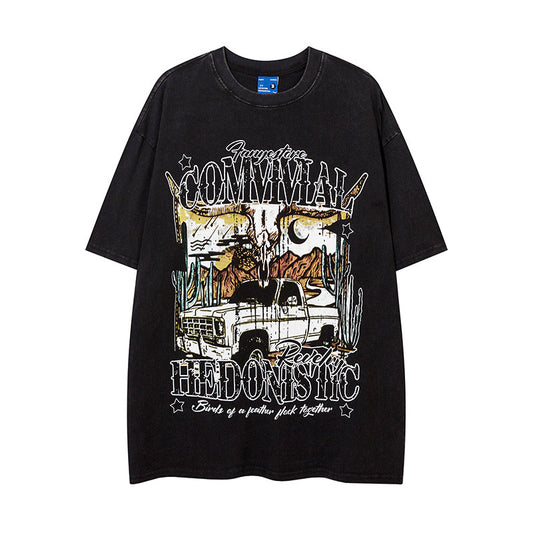Camiseta Hombre Oversize “Car Cartoon” | Estilo Street con Estampado Retro