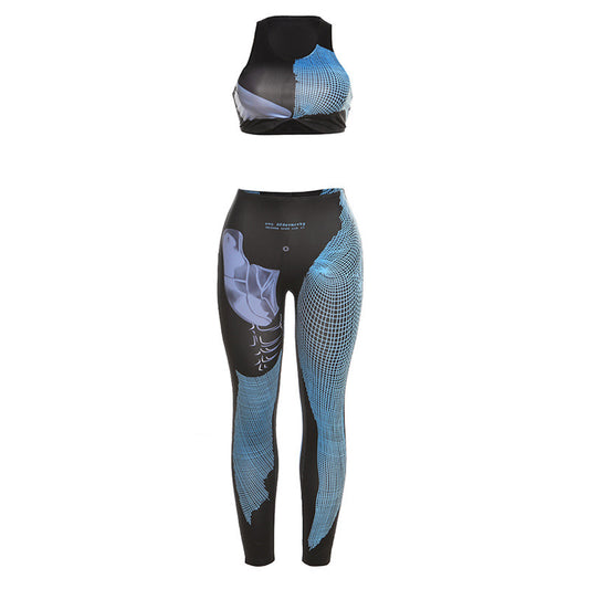 conjunto sin mangas mujer – Estampado Digital y Cuello Bajo | Top Ajustado